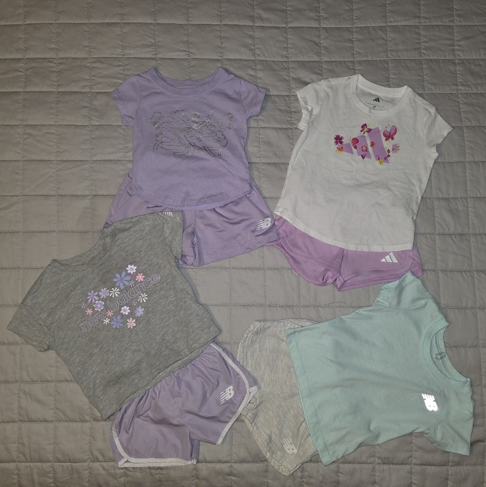 Adidas and New Balance Kids Active Wear Sets- Purple, Gray, White, and Mint